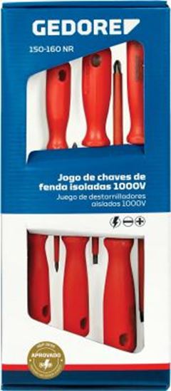 JOGO DE CHAVES DE FENDA SIMPLES E CRUZADA NR ISOLADAS NBR 9699 COM 6 PEÇAS 150 - 160 NR
